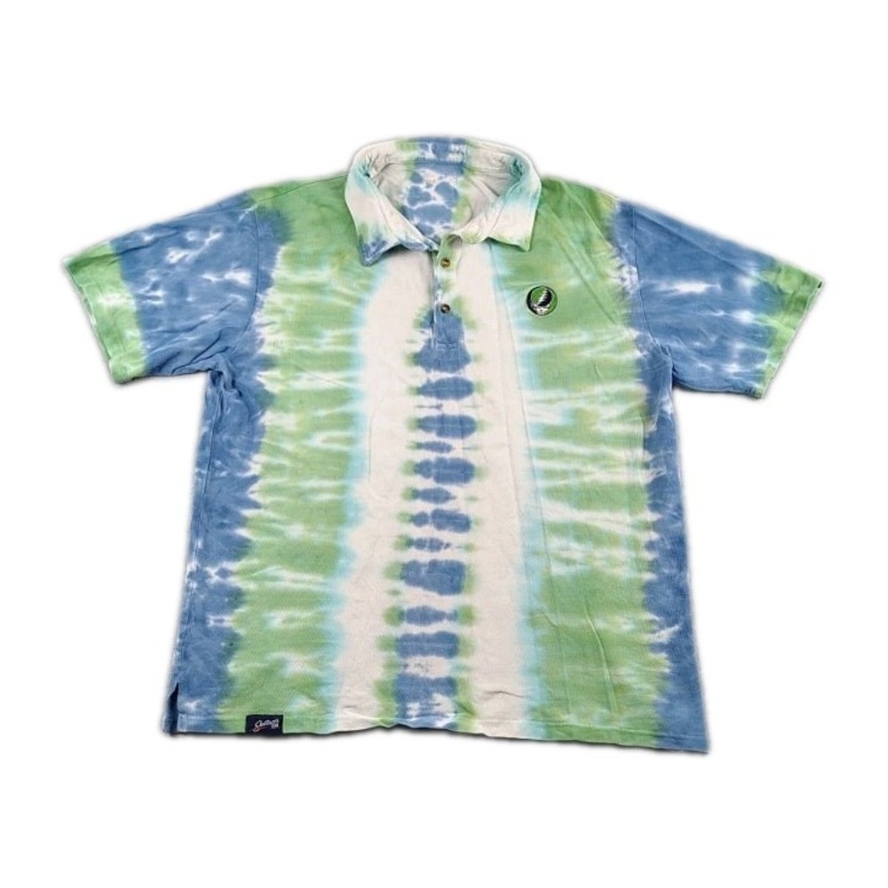 Section 119 Grateful Dead Tie Dye Polo With Steal Your Face Embroidery Men's XL